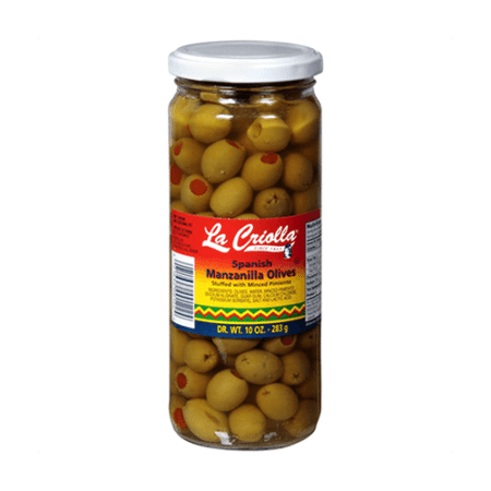 All-Natural Stuffed Manzanilla Olives with Pimiento, 10oz, Set of 12 Glass Jars, Imported from Spain, Hispanic Flavors